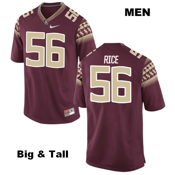 Men's NCAA Nike Florida State Seminoles #56 Emmett Rice College Big & Tall Red Stitched Authentic Football Jersey OUE1569TS